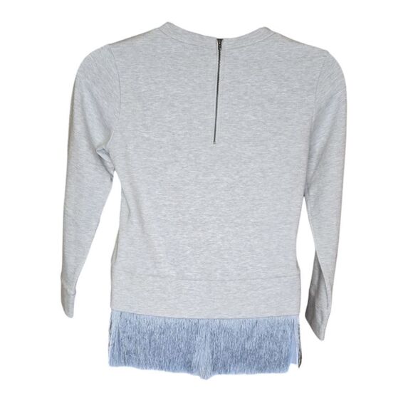 J CREW‎ gray long sleeve crew neck fringe detail sweatshirt S - Picture 4 of 11